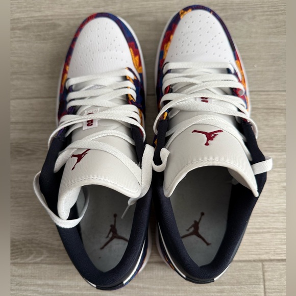 Men\'s Air Jordan 1 Low SE Nothing But Net CZ8659-100 White Obsidian Red Sz 12
